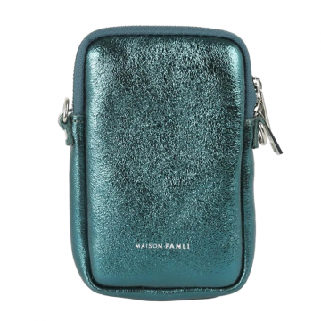Maison Fanli | Leather Phone Pouch | Metallic Emerald